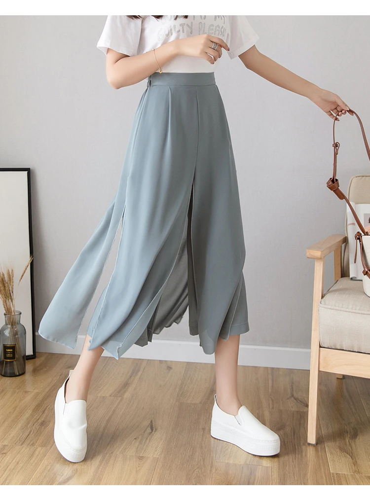 Ice silk chiffon wide leg pants Clearance