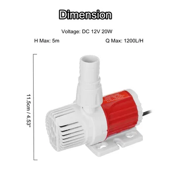 New 1200L/H DC 12V 20W Submersible Pump Plastic Ceramic Core IPX8 Waterproof Brushless Motor Low Pressure Pump 5m for Aquarium P
New 1200L/H DC 12V 20W Submersible Pump Plastic Ceramic Core IPX8 Waterproof Brushless Motor Low Pressure Pump 5m for Aquarium P