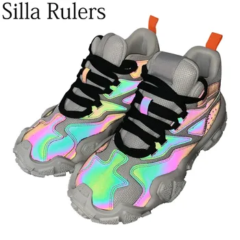 Silla Rulers 2019 new reflect light thick bottom casual shoes woman runway lace up Color matching casual shoes woman 
Silla Rulers 2019 new reflect light thick bottom casual shoes woman runway lace up Color matching casual shoes woman