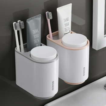 1Pcs Toothbrush holder toothpaste storage organizer toothbrushes shelf magnetic adsorption With cup bathroom accessories 
1Pcs Toothbrush holder toothpaste storage organizer toothbrushes shelf magnetic adsorption With cup bathroom accessories