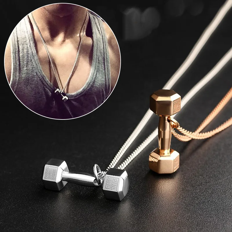 Ожерелье с подвеской гантель для спорта мужчин и женщин цепочка-Штанга аксессуар