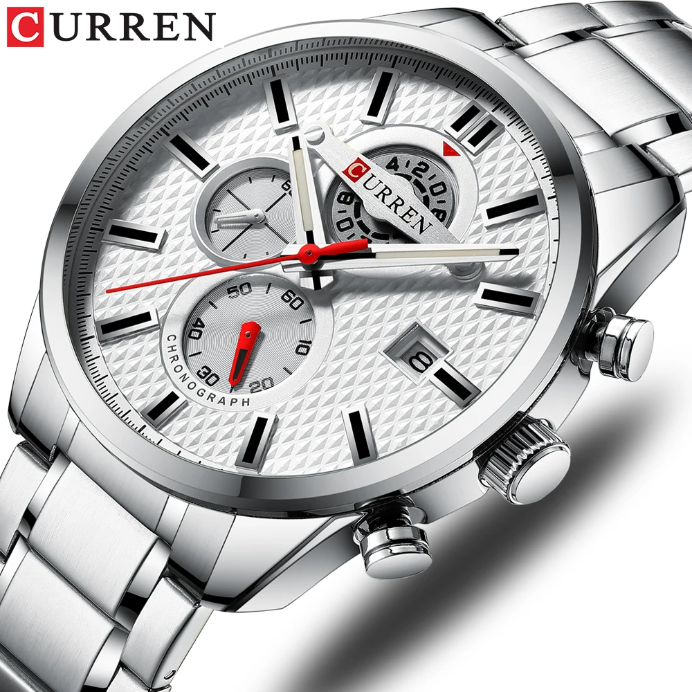 CURREN Top Brand Luxury Mens Watches Fashion 3 Dial Silver Stainless Steel Quartz Wristwatches Waterproof Date Relogio Masculino
CURREN Top Brand Luxury Mens Watches Fashion 3 Dial Silver Stainless Steel Quartz Wristwatches Waterproof Date Relogio Masculino