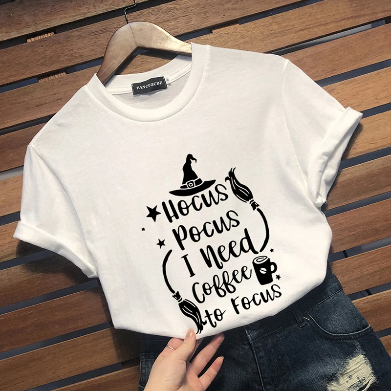 Hocus Pocus Tees Halloween Women T-shirts I NEED COFFEE TO FOCUS Letter Printed Tees
Hocus Pocus Tees Halloween Women T-shirts I NEED COFFEE TO FOCUS Letter Printed Tees