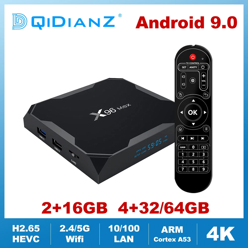 Android 9.0 X96MAX Amlogic S905X2 Quad Core 2.4G/5G Wifi BT 4.0 TV Box 4K HD Netflix Media Player Set Top Box X96 MAX DDR4 2G 4G
Android 9.0 X96MAX Amlogic S905X2 Quad Core 2.4G/5G Wifi BT 4.0 TV Box 4K HD Netflix Media Player Set Top Box X96 MAX DDR4 2G 4G