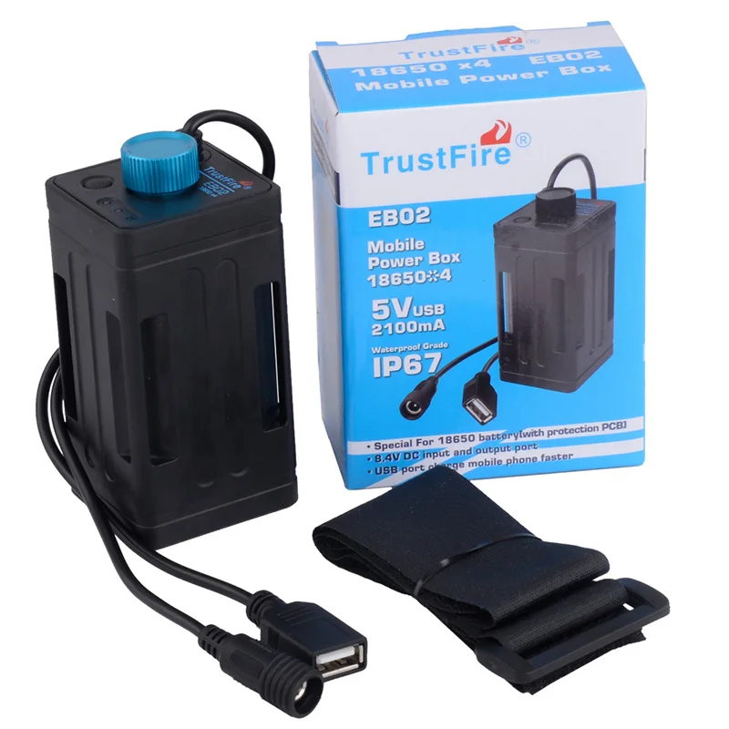 TrustFire EB02 Waterproof 8.4V Battery Case Box with USB Interface Support 4 x 18650 Batteries for LED Bike Light Power Bank
TrustFire EB02 Waterproof 8.4V Battery Case Box with USB Interface Support 4 x 18650 Batteries for LED Bike Light Power Bank