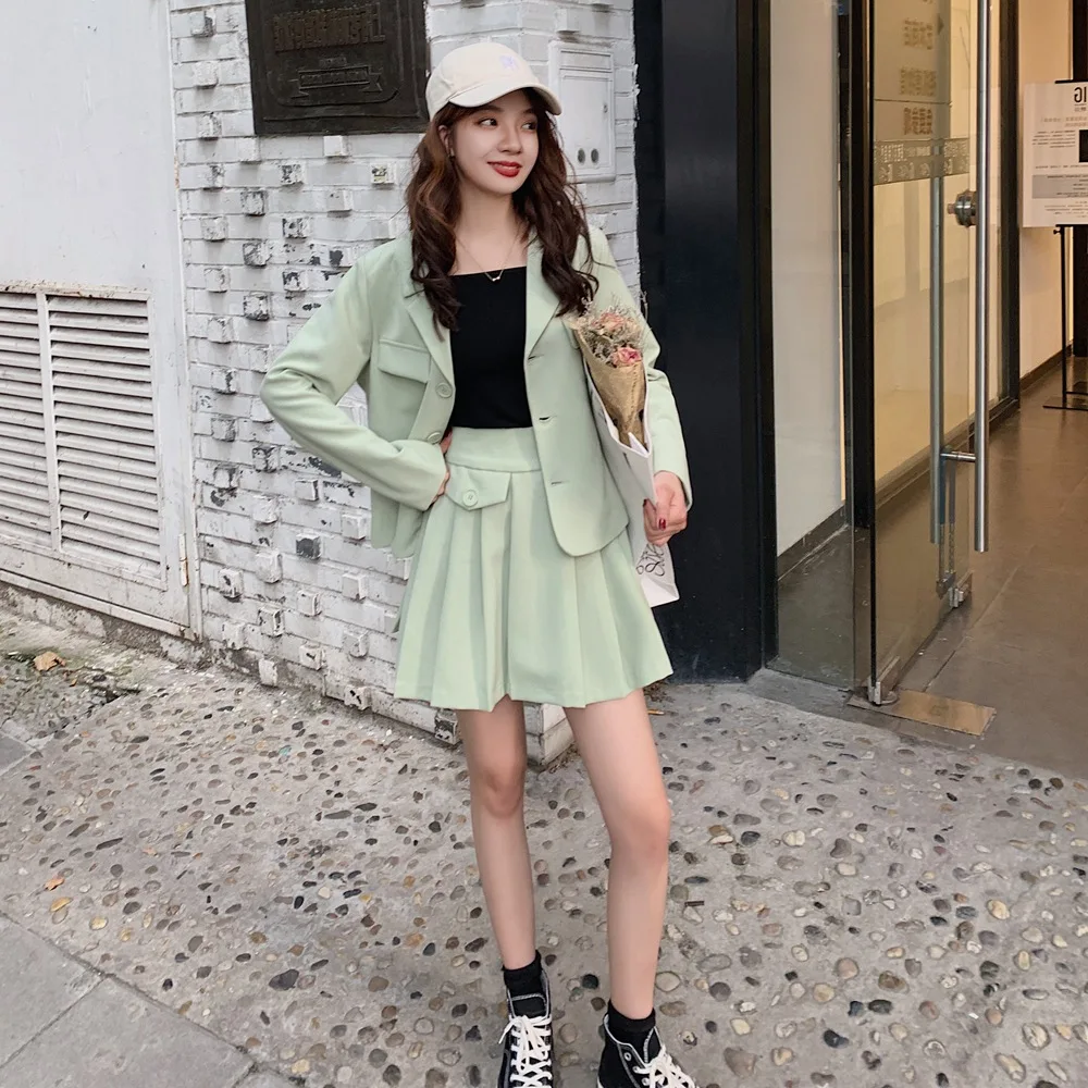 Photo Shoot Korean-style College Style Set 2020 Spring New Style WOMEN'S Dress Suit Jacket + Pleated Skirt Two-Piece Set
Photo Shoot Korean-style College Style Set 2020 Spring New Style WOMEN'S Dress Suit Jacket + Pleated Skirt Two-Piece Set