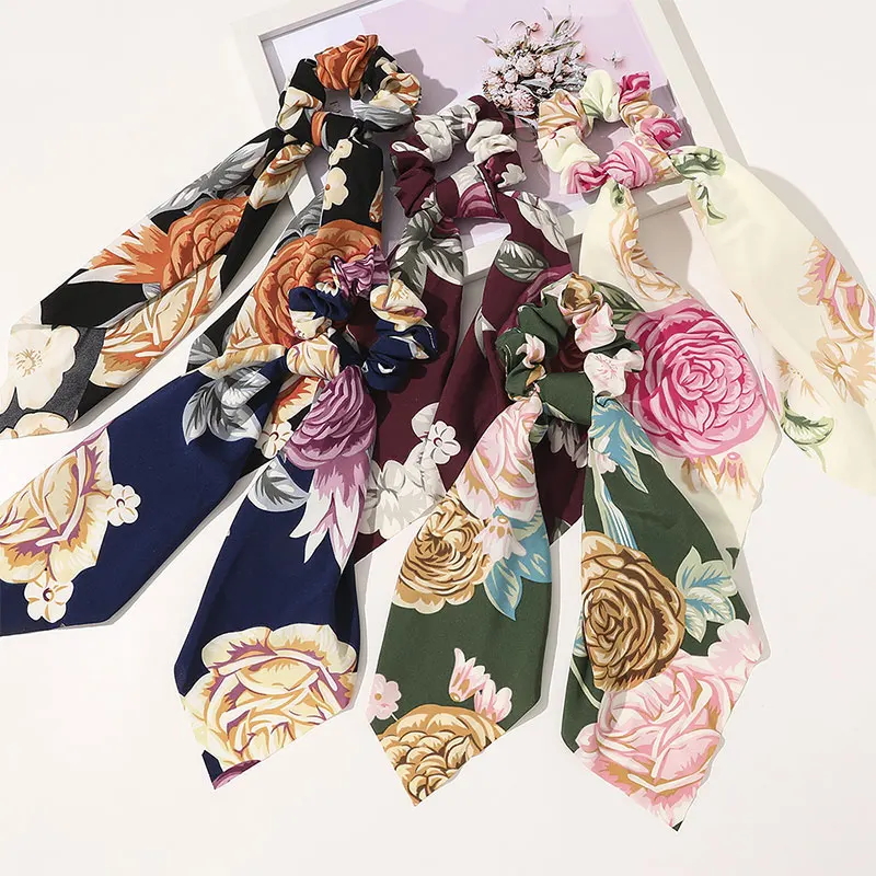 Fashion Women Streamers Scrunchies Polka Dot Floral Print Elastic Bow Hair Rope Girl Hair Ties Korean Hair Accessories Headwear 
Fashion Women Streamers Scrunchies Polka Dot Floral Print Elastic Bow Hair Rope Girl Hair Ties Korean Hair Accessories Headwear