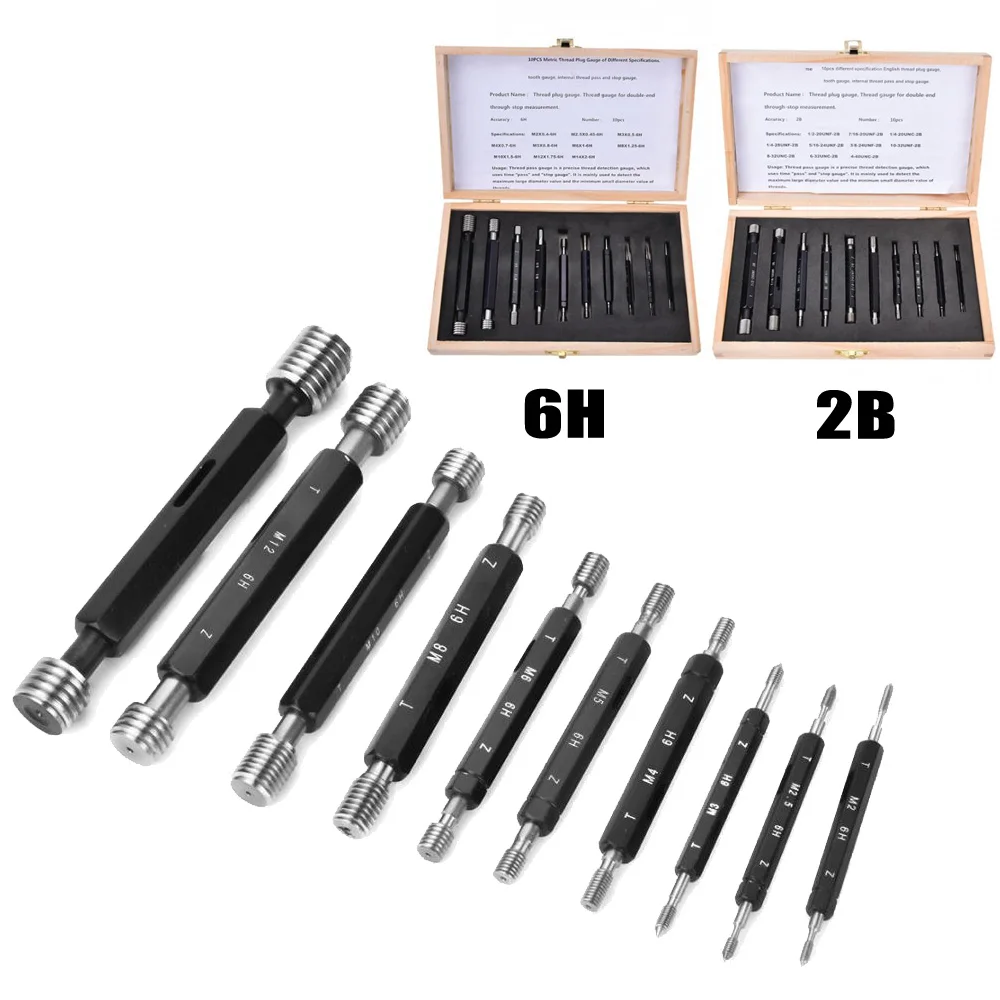 10pcs Set Gauge Thread Joint Screw Plug Metric Imperial Double-end Measurement Analysis Instruments Metalworking Tool
10pcs Set Gauge Thread Joint Screw Plug Metric Imperial Double-end Measurement Analysis Instruments Metalworking Tool