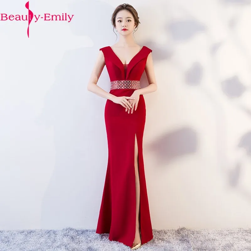 New Arrival Sexy V Neck Sleeveless Lace Mermaid Evening Dress Long Fashion Open Back Beading Formal Party with Side Split | Свадьбы и