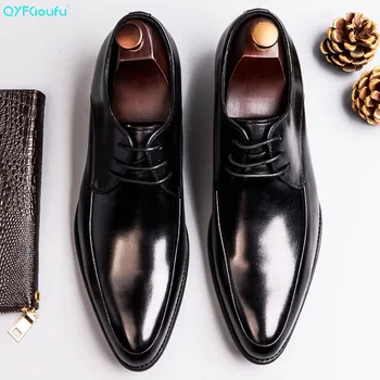 QYFCIOUFU Genuine Leather Men's Dress Shoes Handmade Office Business Wedding Black Wine Red Lace Up Formal Oxfords Mens Shoes
QYFCIOUFU Genuine Leather Men's Dress Shoes Handmade Office Business Wedding Black Wine Red Lace Up Formal Oxfords Mens Shoes