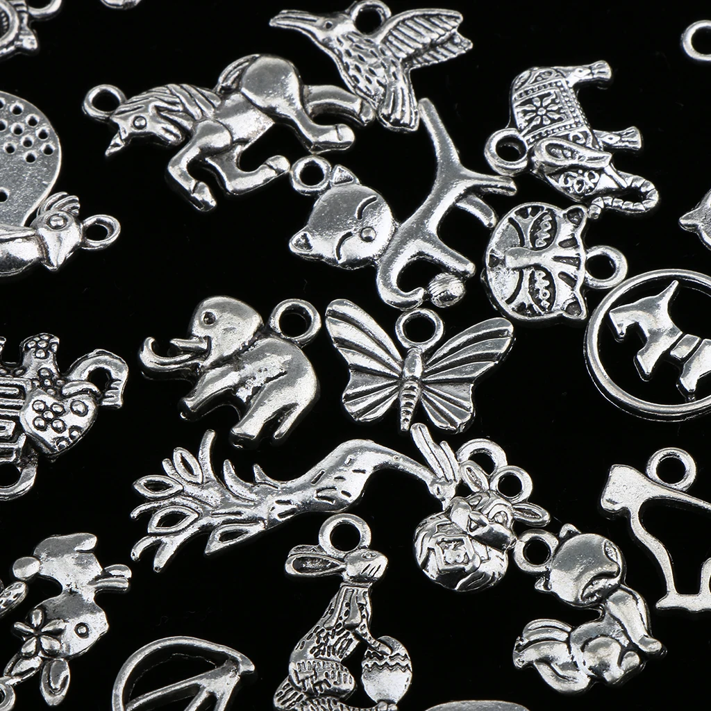 100 Piece Wholesale Bulk Antique silver color Pendant DIY Craft Making Finding Beads Assorted Shape Jewelry Pendant Craft