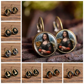 Fashion Bronze Color Punk Style Earrings Da Vinci Oil Painting Mona Lisa's Smile Stud Earrings Glass Cabochon Jewelry for Women
Fashion Bronze Color Punk Style Earrings Da Vinci Oil Painting Mona Lisa's Smile Stud Earrings Glass Cabochon Jewelry for Women