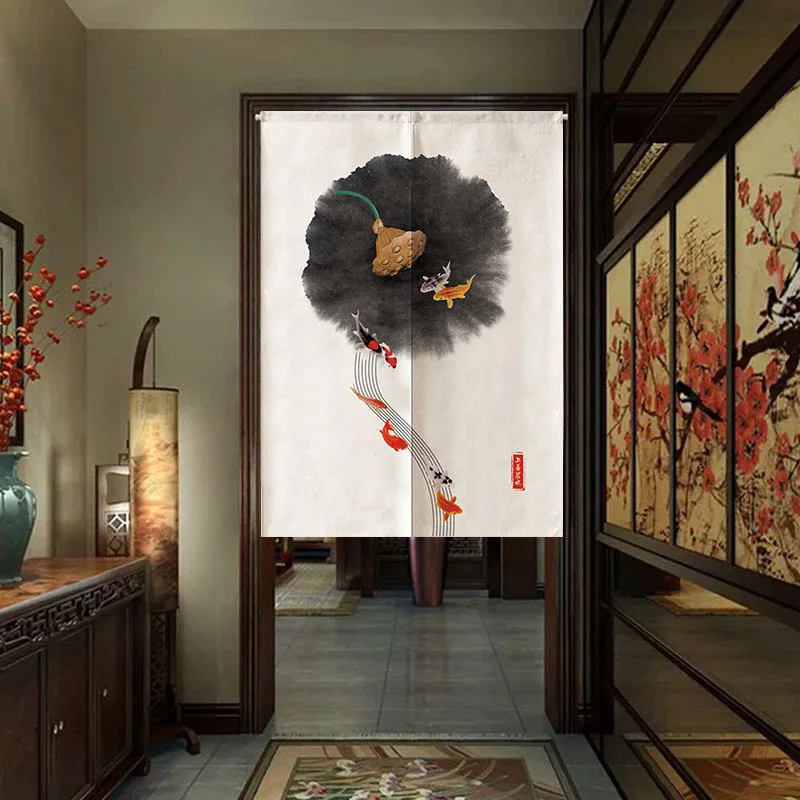 Китайская Штора для дверей Koi карпс фэн шуй занавеска спальни гостиной кухни