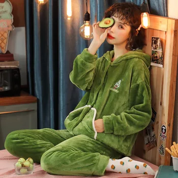 Comfort Sleepwear Suit Thick Autum Winter Pajama Suit Female Lovely Casaul Homewear Clothes Women Cartoon Flannel Pajama Set 
Comfort Sleepwear Suit Thick Autum Winter Pajama Suit Female Lovely Casaul Homewear Clothes Women Cartoon Flannel Pajama Set