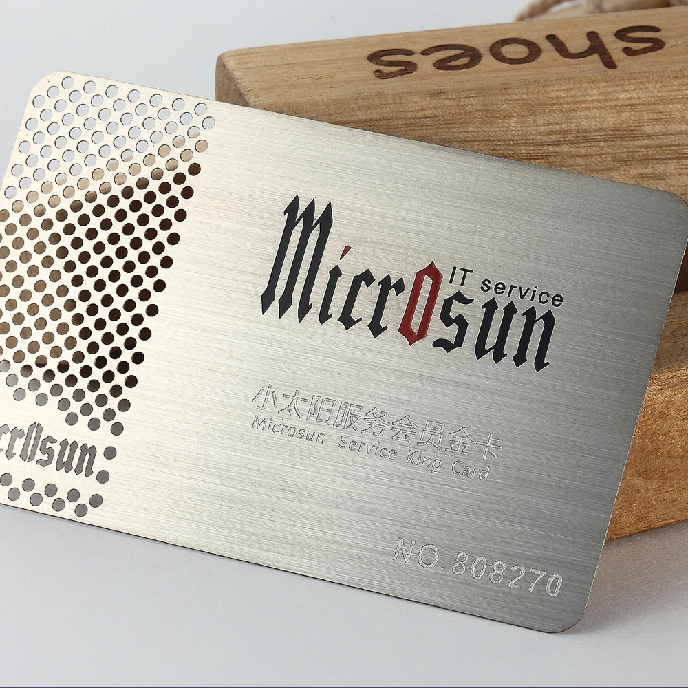 Stainless steel business card custom hollow metal callas business card design 