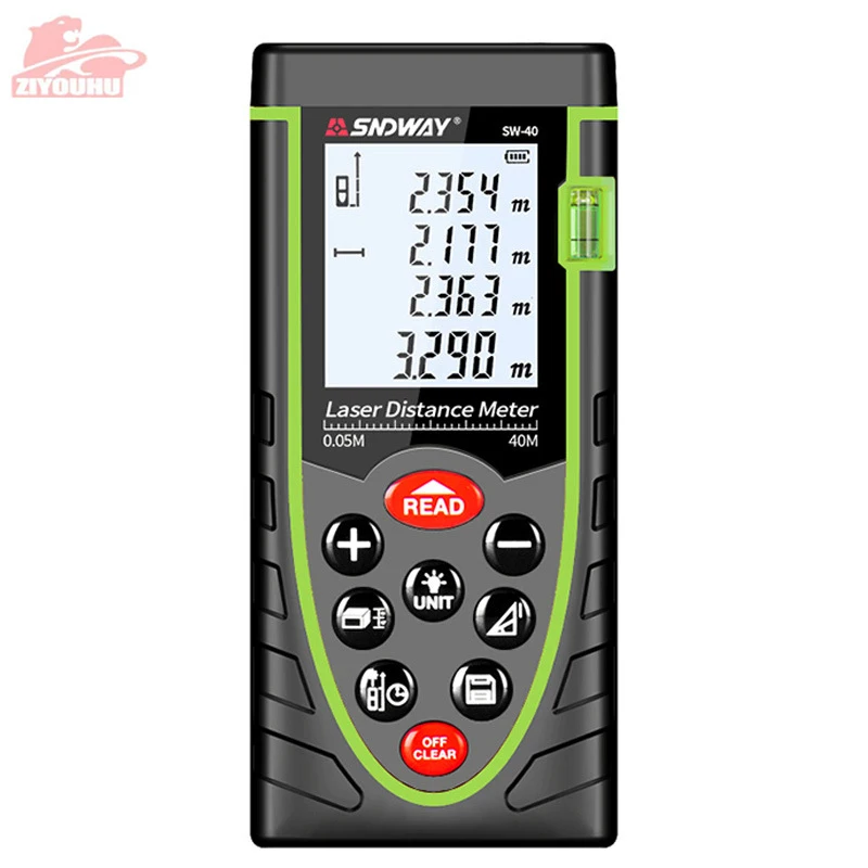 40m 60m 80m 100m Multifunction Ruler Tester Hand Tool Device Laser Range Finder Distance Meter Rangefinder Backlight Screen
40m 60m 80m 100m Multifunction Ruler Tester Hand Tool Device Laser Range Finder Distance Meter Rangefinder Backlight Screen