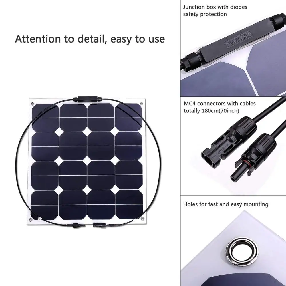 High-efficient solar panel 50w flexible solar panel sunpower solar cell for boat car home and other application
High-efficient solar panel 50w flexible solar panel sunpower solar cell for boat car home and other application