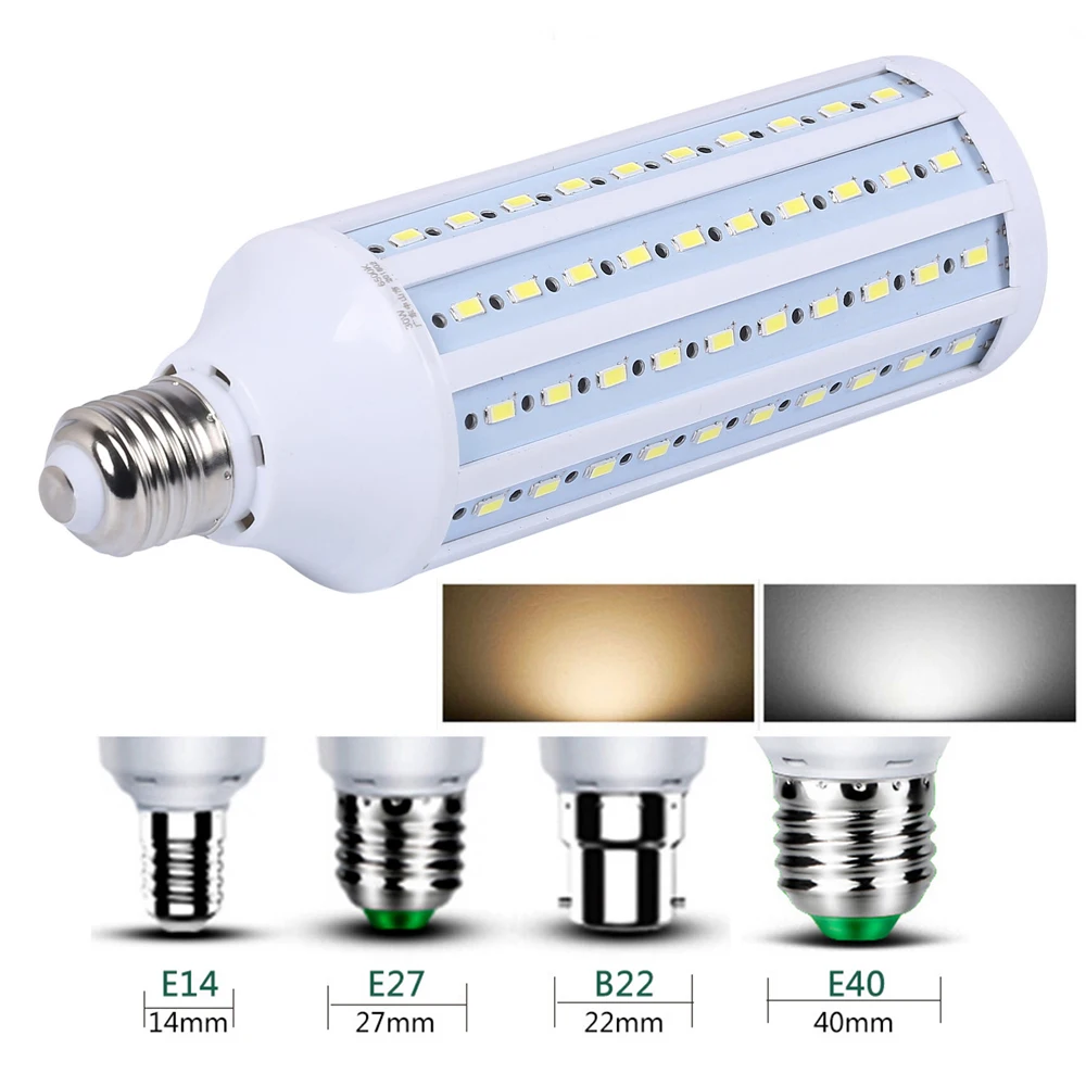 

AC85-265V LED Bulb Lamp Light LED 5W 10W 15W 20W 30W 60W 80W 150W 5630 2835 SMD Corn Bulb Energy Saving Lamp E27 B22 E40 E14