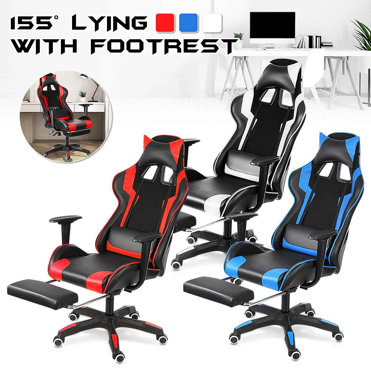 Office Gamer Chair WCG Gaming Chair Home Internet Cafe Ergonomic Computer Office Chair Swivel Lifting Lying Footrest Desk Chair Office Gamer Chair WCG Gaming Chair Home Internet Cafe Ergonomic Computer Office Chair Swivel Lifting Lying Footrest Desk Chair
