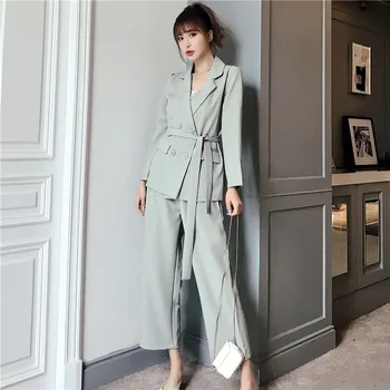 2020 Fashion Two-piece Suit Autumn Korean Outfit Women Belt Pant Suit Notched Blazer Jacket + Pant Office Wear Suits Female Sets
2020 Fashion Two-piece Suit Autumn Korean Outfit Women Belt Pant Suit Notched Blazer Jacket + Pant Office Wear Suits Female Sets