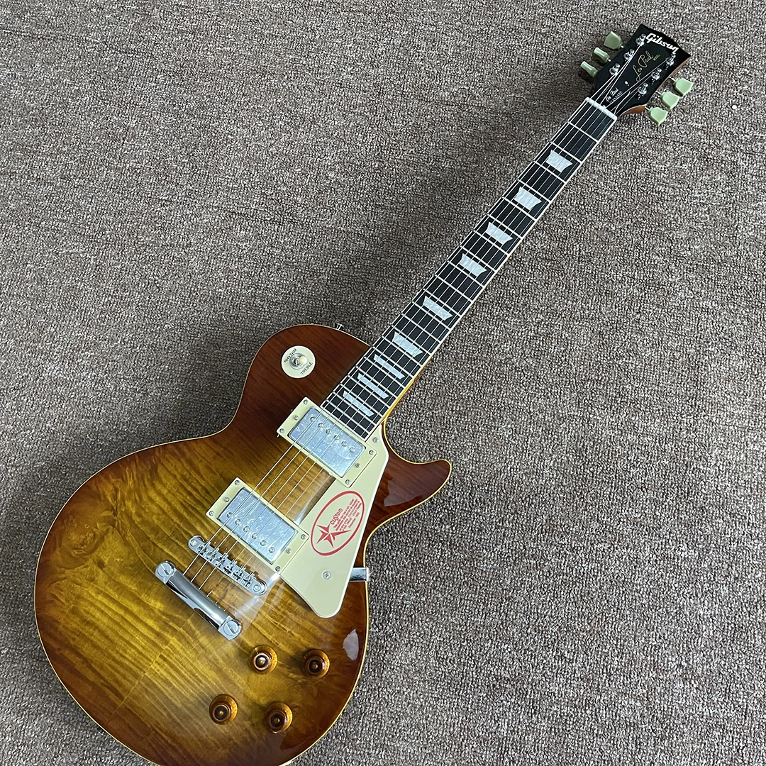 Стандартная электрическая гитара Tiger flame top с красным деревом гриф корпус цвет