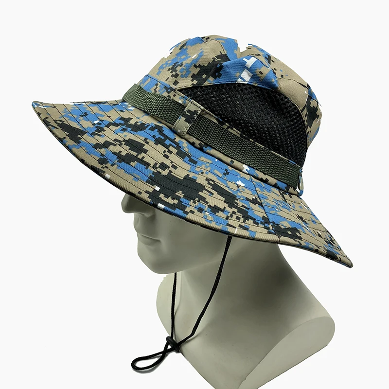 

Outdoor Summer Wide Brim Camou Breathable Mesh Camping Travel Climbing Fishing Beach Men Women Hats Foldable Sunscreen Cap X017