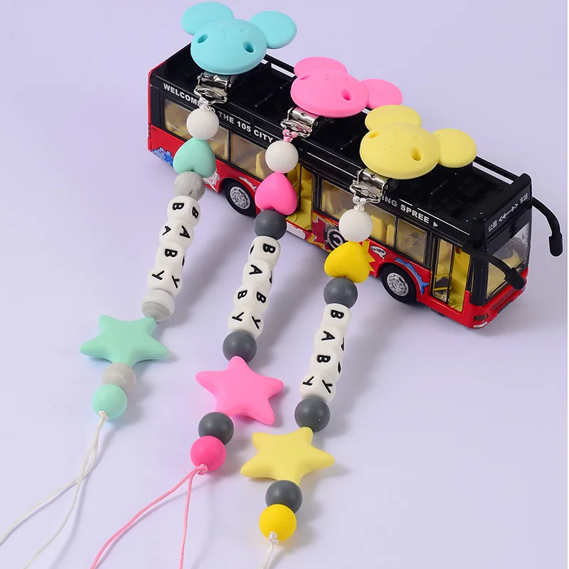 Safe Full Silicone Fve-pointed Star Holder Pacifier Chain Clip Teether Silicone Personalised Name Customed Baby Pacifier Chain
Safe Full Silicone Fve-pointed Star Holder Pacifier Chain Clip Teether Silicone Personalised Name Customed Baby Pacifier Chain
