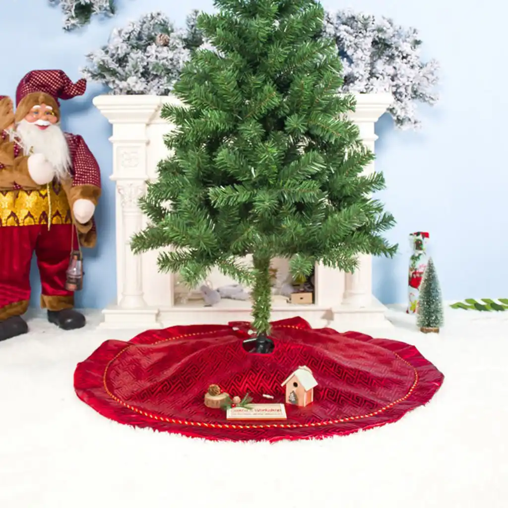 luxury grey fur trim christmas tree skirt festive home xmas snow