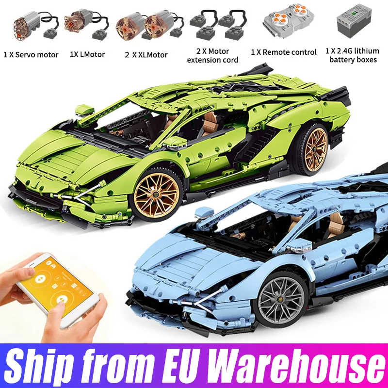 Yeshin MOC Technic APP автомобиль с дистанционным управлением Venenosd Lamborghinisd шпандур