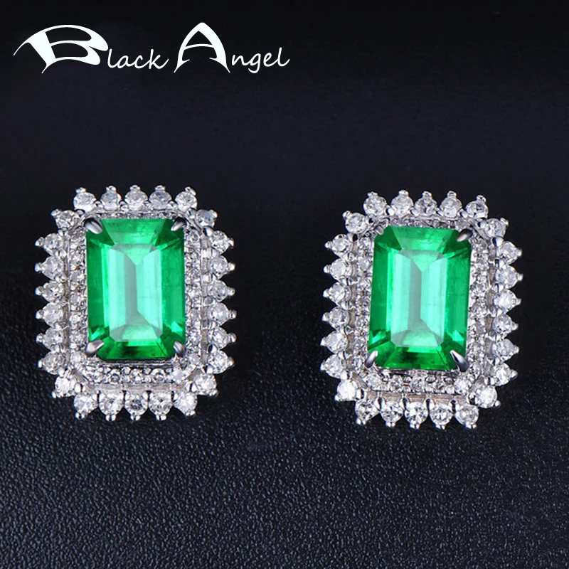 BLACK ANGEL 925 Sterling Silver Created Emerald Ruby Blue Gemstone Wedding Stud Earrings For Women Fine Jewelry Christmas Gift
BLACK ANGEL 925 Sterling Silver Created Emerald Ruby Blue Gemstone Wedding Stud Earrings For Women Fine Jewelry Christmas Gift