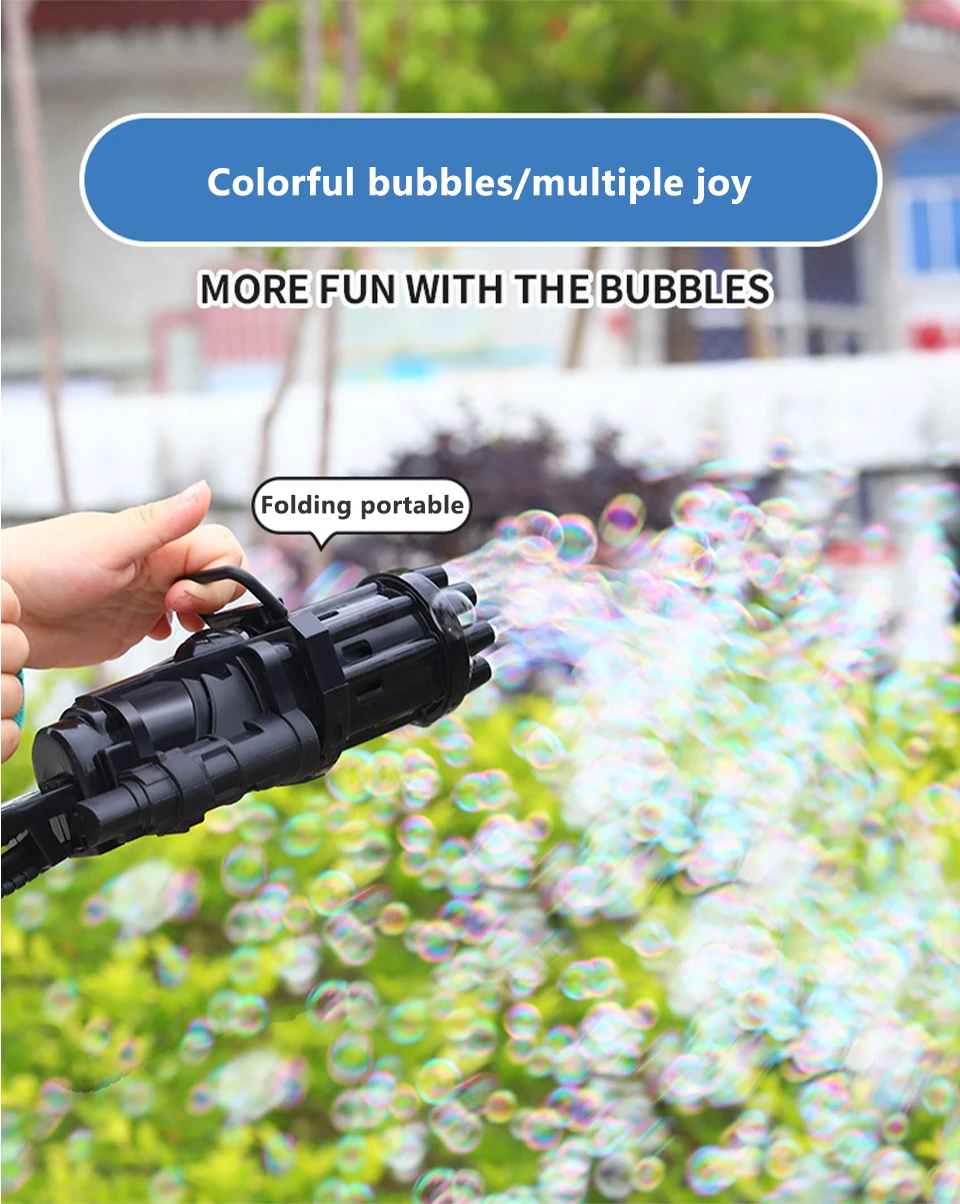 Kids Toy Automatic Bubble Gun Toy Baby Bath Toy Gun Gatling Bubble Machine 2 in 1 Electric Bubble Machine For Children Gift Toys