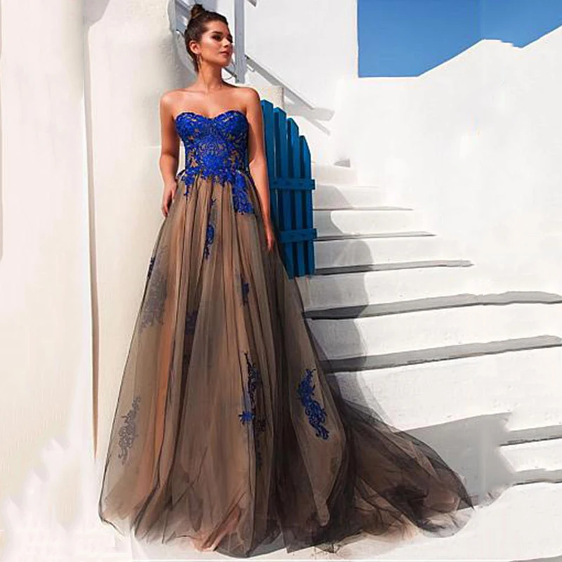 Eightree Long Evening Dresses Lace Appliques Tulle Strapless Party Gown Robe De Soiree Formal Evening Dress Plus Size Prom Dress
Eightree Long Evening Dresses Lace Appliques Tulle Strapless Party Gown Robe De Soiree Formal Evening Dress Plus Size Prom Dress