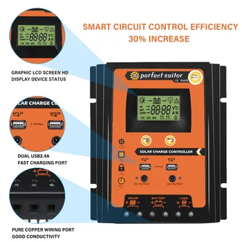 12V 24V Universal Intelligent Dual USB 30A 50A 70A Accurate Portable Automatic Identification Electrical Solar Charge Controller
12V 24V Universal Intelligent Dual USB 30A 50A 70A Accurate Portable Automatic Identification Electrical Solar Charge Controller