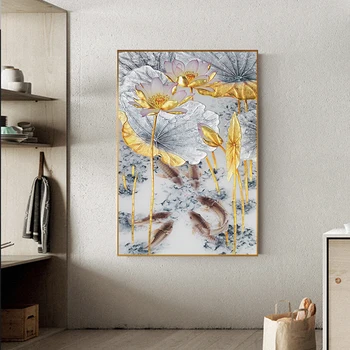 Abstract Gold Lotus Fishes Canvas Painting New Chinese Style Posters and Prints Wall Art Picture for Living Room Home Decoration
Abstract Gold Lotus Fishes Canvas Painting New Chinese Style Posters and Prints Wall Art Picture for Living Room Home Decoration
