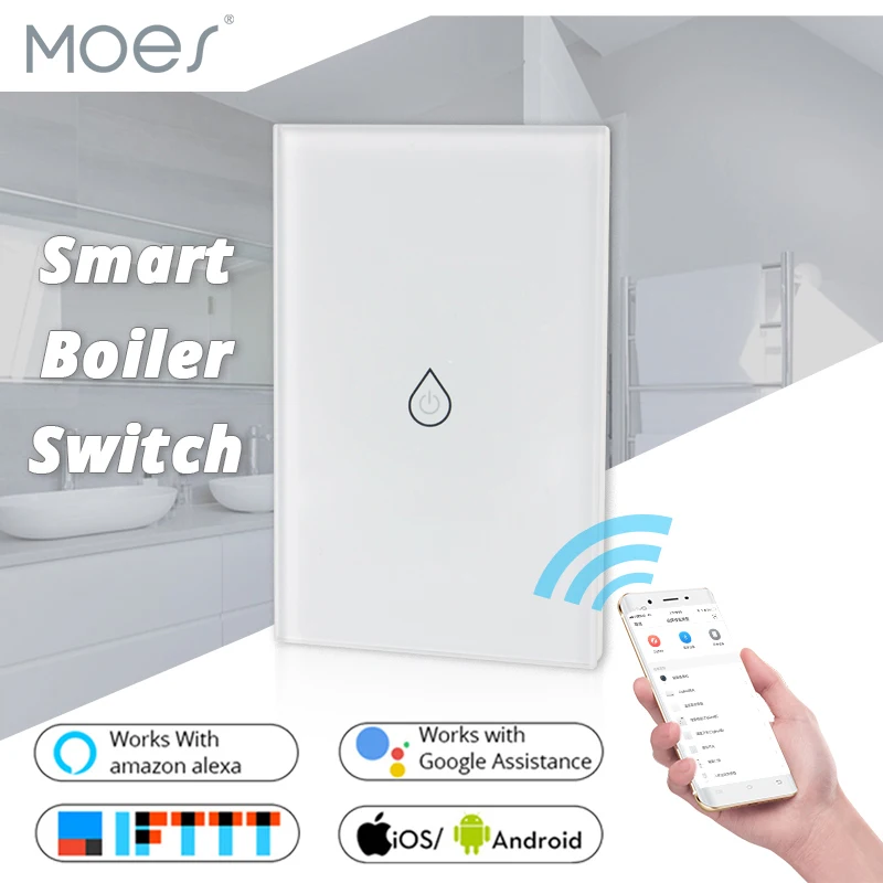 WiFi Smart Boiler Glass Panel Switch Water Heater Smart Life Tuya APP Remote Control Amazon Alexa Echo Google Home Voice Control
WiFi Smart Boiler Glass Panel Switch Water Heater Smart Life Tuya APP Remote Control Amazon Alexa Echo Google Home Voice Control