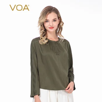 Voa Silk Jacquard 19mm Army Green Button Long Sleeves Loose T-shirt Be180 Tshirt Harajuku T Shirt Women Befree 
Voa Silk Jacquard 19mm Army Green Button Long Sleeves Loose T-shirt Be180 Tshirt Harajuku T Shirt Women Befree