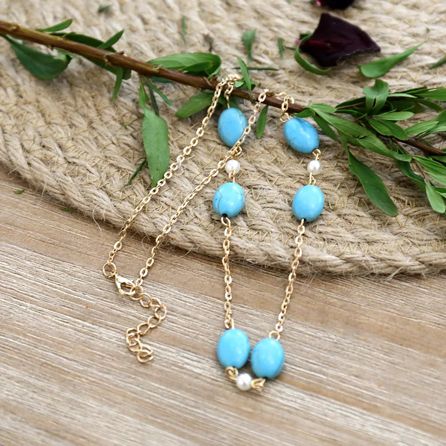 Turquoise Beaded Necklace Long Necklace Sweater Chain Women Ladies Gold Metal Ketting Collier Ethnique Boheme Collar Mujer Femme
Turquoise Beaded Necklace Long Necklace Sweater Chain Women Ladies Gold Metal Ketting Collier Ethnique Boheme Collar Mujer Femme