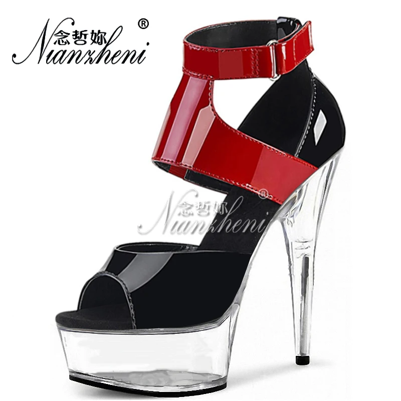 

20cm Super Stiletto heels Mature New 6 inches Hollow Open Toe Women's Sandals Mixed colors Nightclub Pole dancing Patent leather