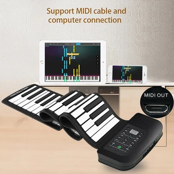 88 Keys Silicone Roll Up Piano Foldable Keyboard Piano with Sustain Pedal 
88 Keys Silicone Roll Up Piano Foldable Keyboard Piano with Sustain Pedal