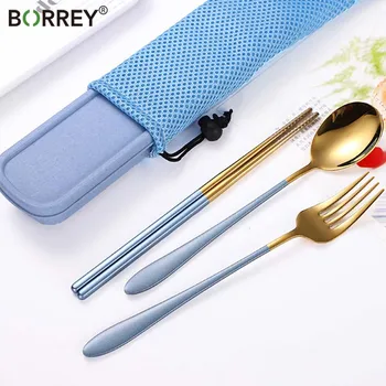 BORREY 3Pcs Stainless Steel Cutlery Camping Tableware Set Cutlery Reusable Portable Flatware With Bag Chinese Travel Cutlery Set
BORREY 3Pcs Stainless Steel Cutlery Camping Tableware Set Cutlery Reusable Portable Flatware With Bag Chinese Travel Cutlery Set