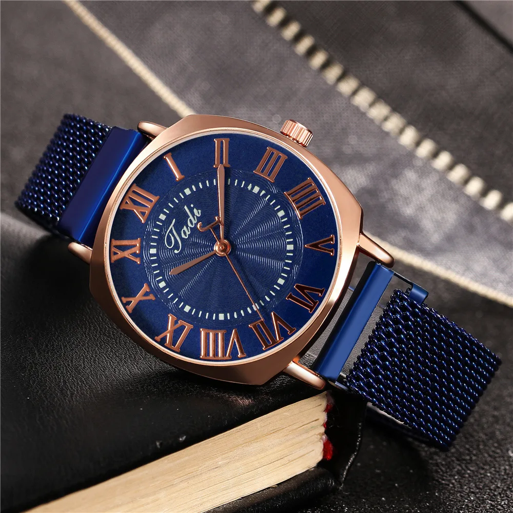 New mesh belt women's watch Roman scale Fashion Square Head magnet buckle mesh belt quartz watch multicolor
New mesh belt women's watch Roman scale Fashion Square Head magnet buckle mesh belt quartz watch multicolor