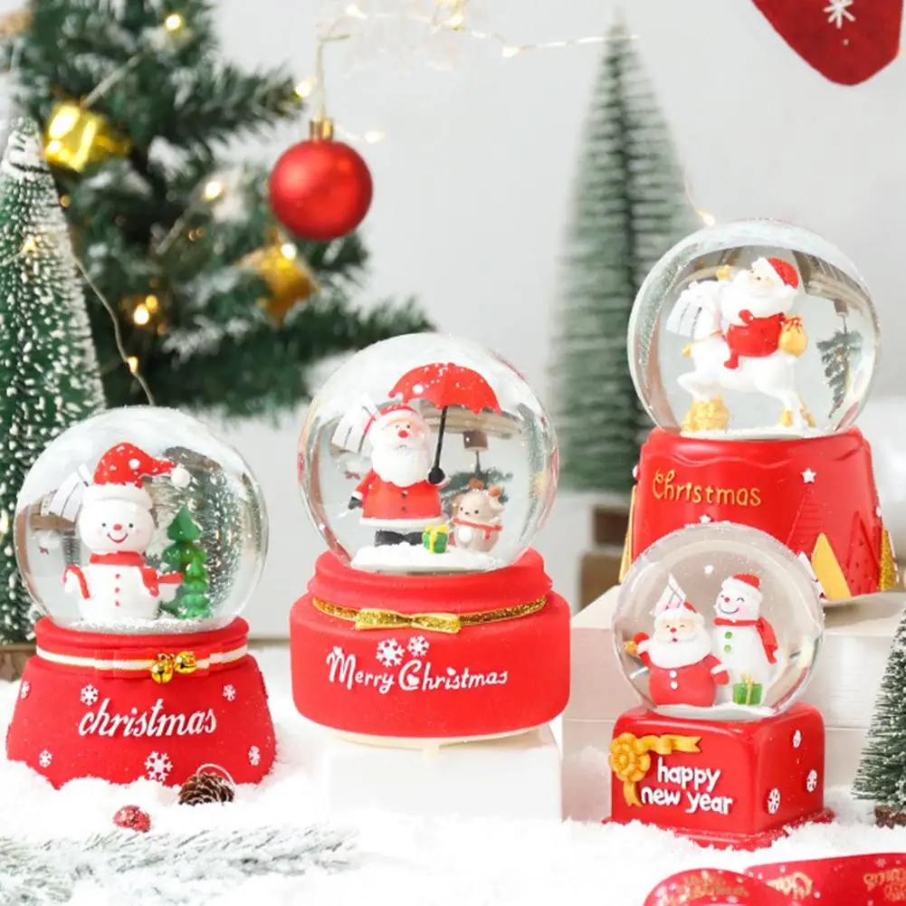 santa claus snow globes glass crystal ball lighting music box