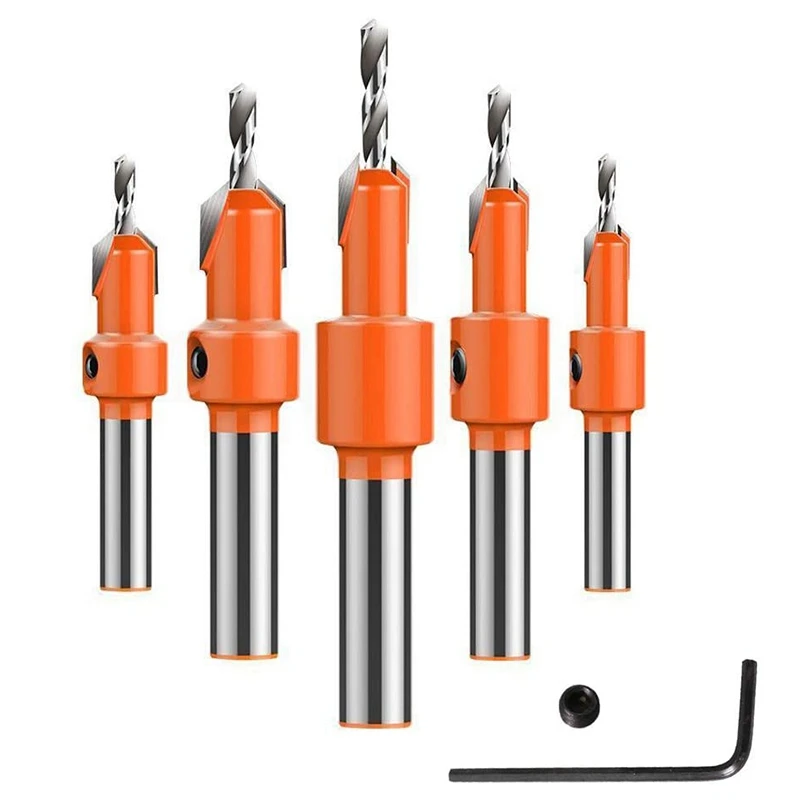 5Pcs 8mm Countersink Drill Bit, Carbon Steel Drill Bit Set with Hex Key Wrench for Woodworking Drilling in Wood
5Pcs 8mm Countersink Drill Bit, Carbon Steel Drill Bit Set with Hex Key Wrench for Woodworking Drilling in Wood