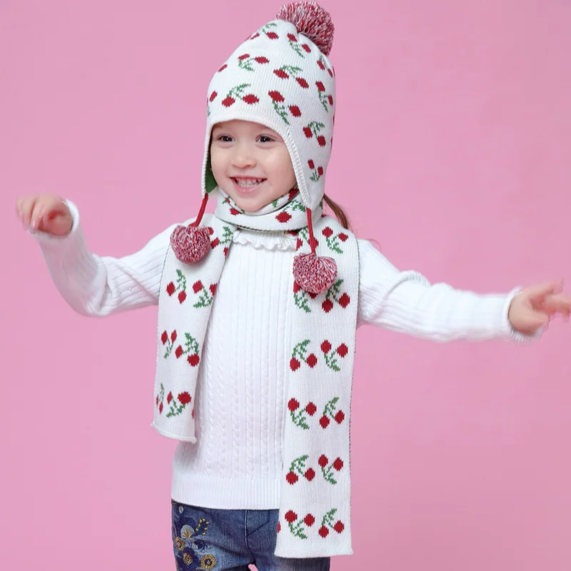High Quality Hat Scarf Suit Autumn Winter Cherry Baby Girl Beanie Ear Protection Cap and Girls Scarf Cotton
High Quality Hat Scarf Suit Autumn Winter Cherry Baby Girl Beanie Ear Protection Cap and Girls Scarf Cotton