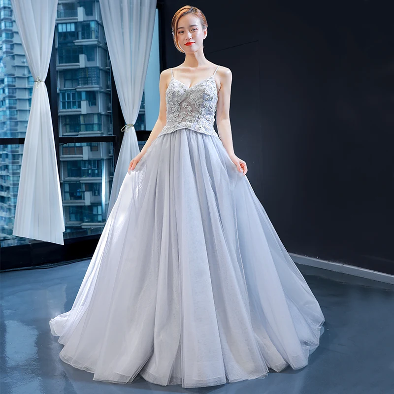 Grey A-line Tulle Lace Beading Long Formal Elegant Evening Dresses Long Formal Evening Gowns RS54
Grey A-line Tulle Lace Beading Long Formal Elegant Evening Dresses Long Formal Evening Gowns RS54