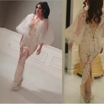 New Fashion Sheath Lace Prom 2020 Sexy Scoop Applique Beads Long Sleeve Split Back Floor Length Arabic mother of the bride Dress 
New Fashion Sheath Lace Prom 2020 Sexy Scoop Applique Beads Long Sleeve Split Back Floor Length Arabic mother of the bride Dress