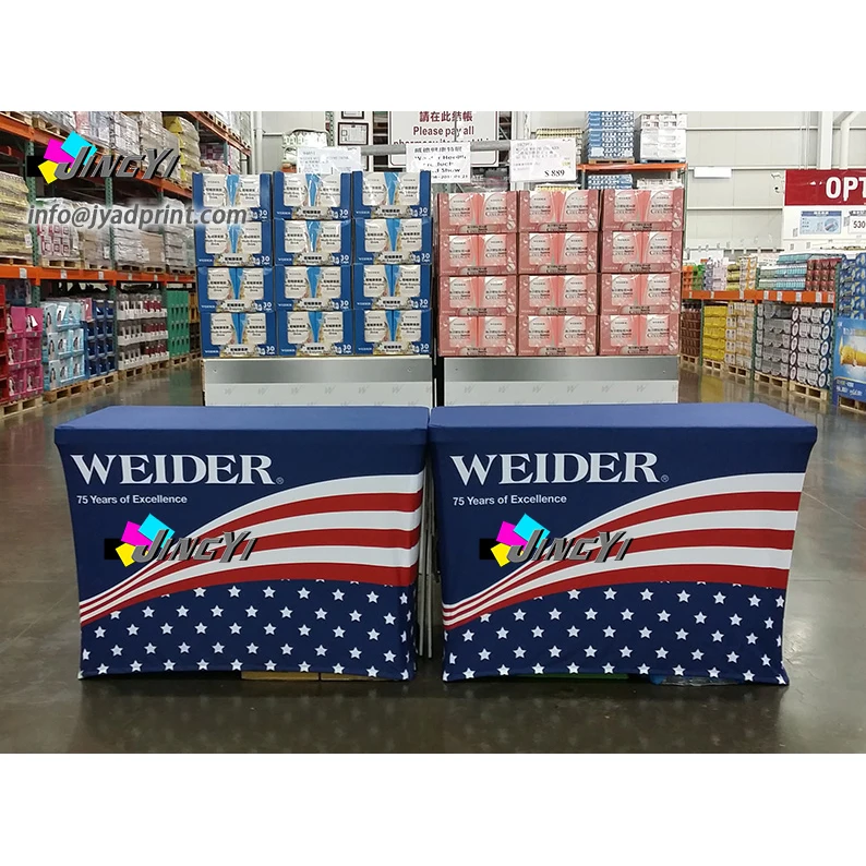 4ft Spandex Tension Tablecloths Custom Printed Full Color Dye Sublimation, Exhibition table clothes
4ft Spandex Tension Tablecloths Custom Printed Full Color Dye Sublimation, Exhibition table clothes