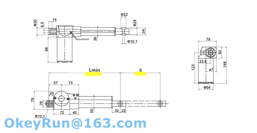 linear actuator drawing