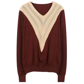 2020 Patchwork V-Neck Knitted Sweaters Female Oversized Long Sleeve Hollow Out Pullover Jumper Women Streetwear Ladies Tops
2020 Patchwork V-Neck Knitted Sweaters Female Oversized Long Sleeve Hollow Out Pullover Jumper Women Streetwear Ladies Tops