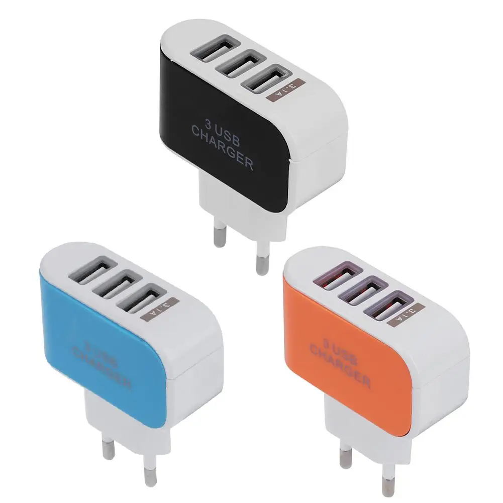 Адаптер для зарядного устройства 5 В 2 А 100-240 3 порта usb-хаб штепсельная Вилка